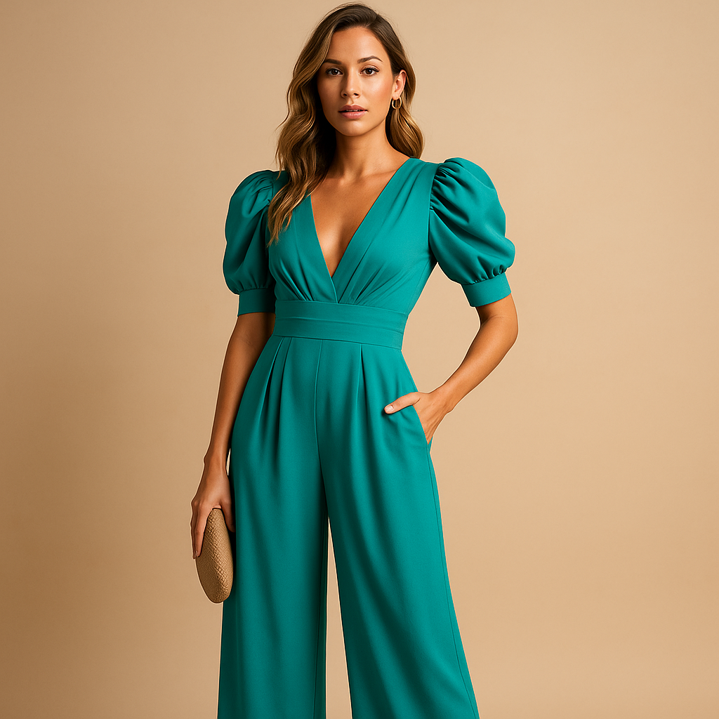 Tuta lunga elegante da donna con vestibilità aderente e design fluido, ideale per eventi formali, gala e serate di classe.