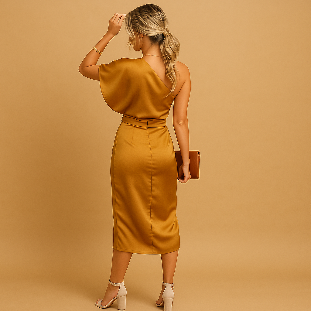 Abito elegante e minimalista da donna con taglio slim, ideale per il lavoro, occasioni formali o uscite serali con stile.