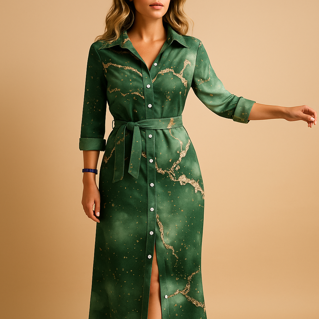Abito lungo estivo da donna con maniche corte, perfetto per giornate calde, passeggiate al mare o uscite eleganti.